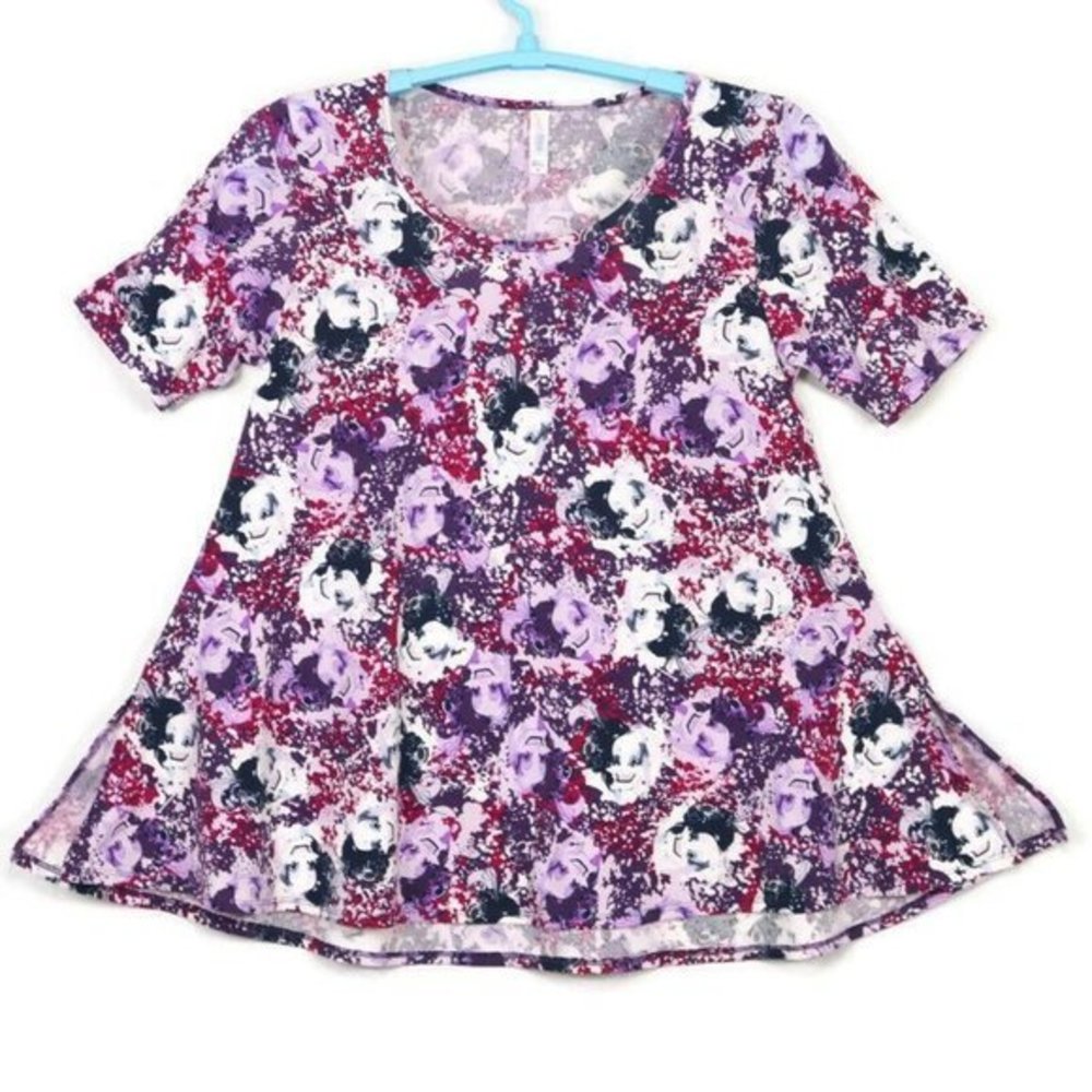 LuLaRoe Perfect T T-Shirt Shirt Tunic‎ Cruella de Vil Purple Pink M Medium